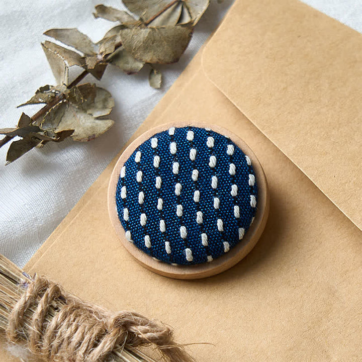 Buddha Stones Handmade Fabric Flower Grounding Round Brooch - image 16