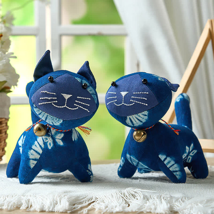 Buddha Stones Handmade Tie Dye Cotton Cat Decor with Bell - image 4