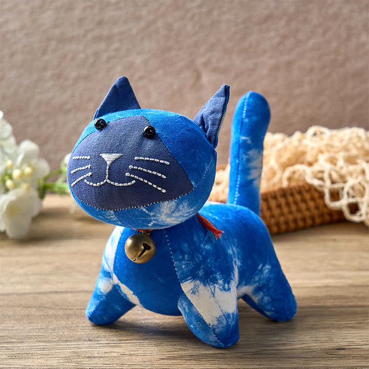 Buddha Stones Handmade Tie Dye Cotton Cat Decor with Bell - Light Blue(Handcrafted Tie-Dye Cat – Unique Pattern) - image 6