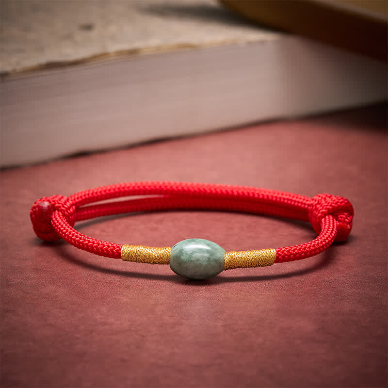 Buddha Stones Jade Bead Red String Protection Bracelet - image 1