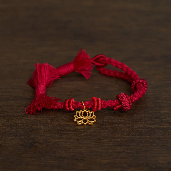 Buddha Stones Copper Lotus Red String New beginning Bracelet - image 1