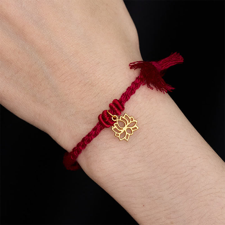 Buddha Stones Copper Lotus Red String New beginning Bracelet - image 2