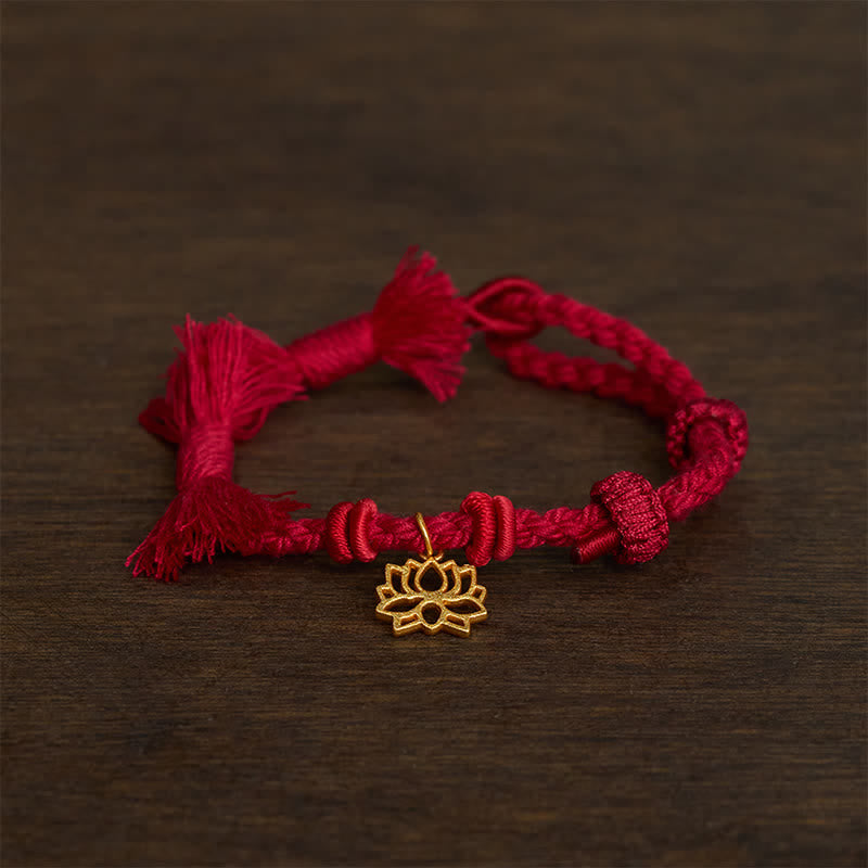 Buddha Stones Copper Lotus Red String New beginning Bracelet - image 1
