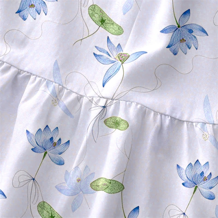 Buddha Stones Summer Casual Lotus Leaves Pattern Women's Summer Sleeveless Midi Dress With Pockets - image 5