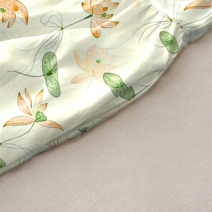 Buddha Stones Summer Casual Lotus Leaves Pattern Women's Summer Sleeveless Midi Dress With Pockets - image 10