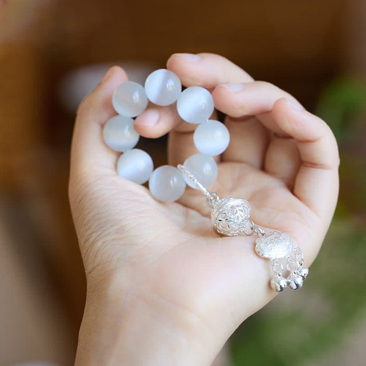 Buddha Stones White Cat's Eye Bell Ruyi Luck Tactile Meditation Beads Decorations - image 2