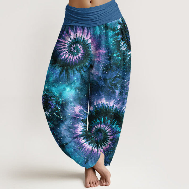 Buddha Stones Pure Cotton Cosmic Spiral Pattern Women's Elastic Waist Harem Pants - SteelBlue - US16，UK/AU20，EU48 (3XL) - image 8