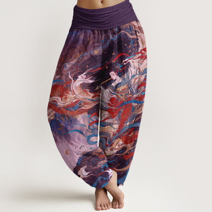 Buddha Stones Cotton Dunhuang Oriental Figure Cloud Pattern Women's Elastic Waist Harem Pants - Purple - US16，UK/AU20，EU48 (3XL) - image 8