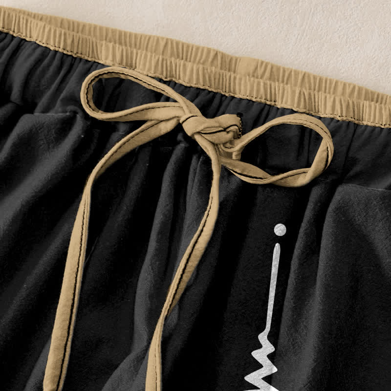 Buddha Stones Pure Cotton Om Symbol Pattern Women's Elastic Waist Pants With Pockets - image 1