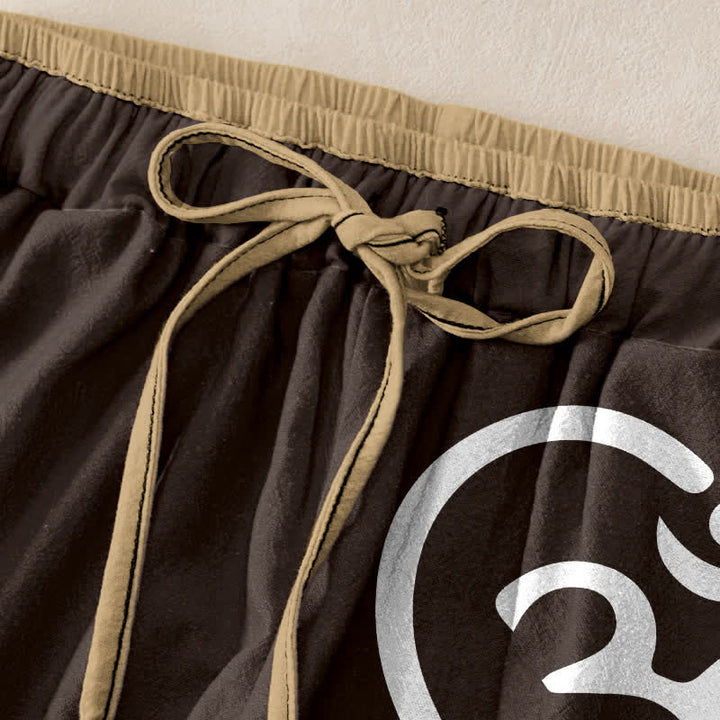Buddha Stones Pure Cotton Zen Om Heart Pattern Women's Elastic Waist Pants With Pockets - image 5