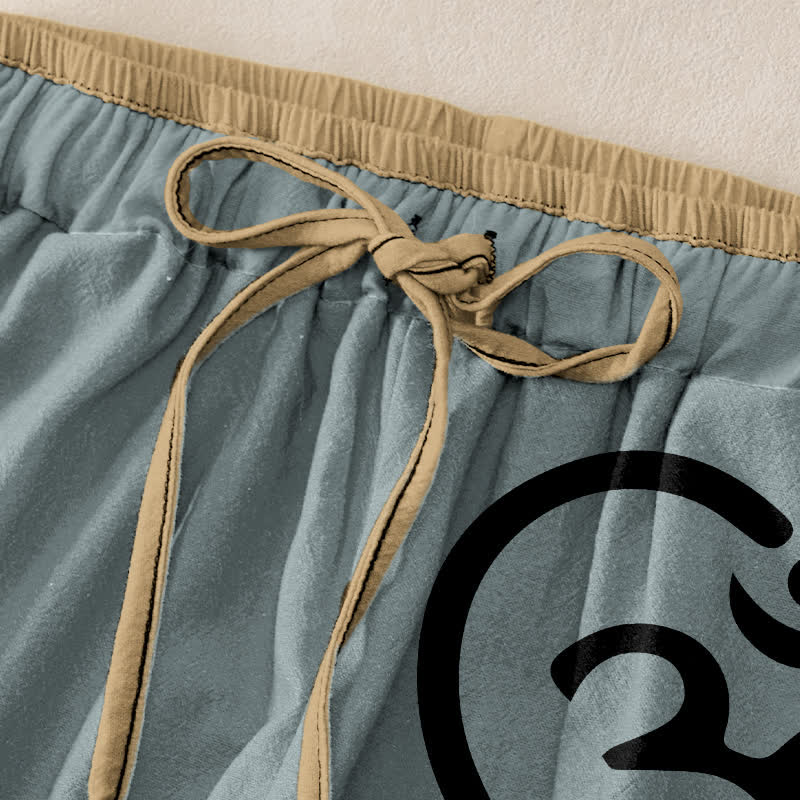 Buddha Stones Pure Cotton Zen Om Heart Pattern Women's Elastic Waist Pants With Pockets - image 9