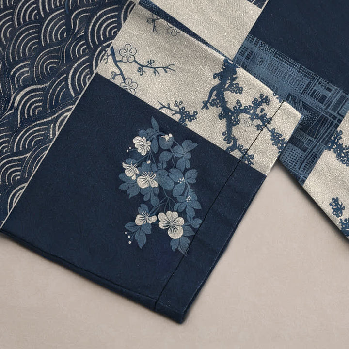 Buddha Stones Cotton Patchwork Wave Floral Pattern Men's Tapered Pants With Pockets - image 3