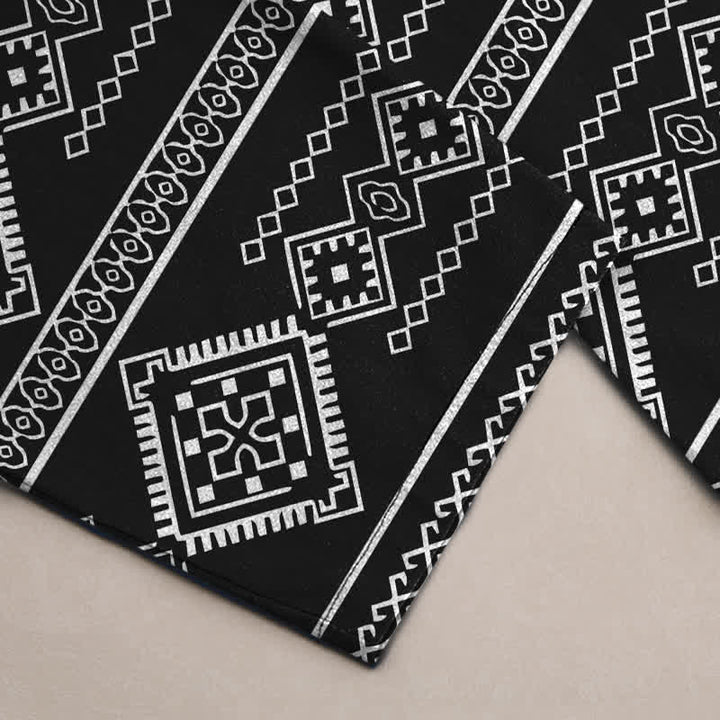 Buddha Stones Cotton Tribal Geometric Stripe Pattern Men's Tapered Pants With Pockets - image 3