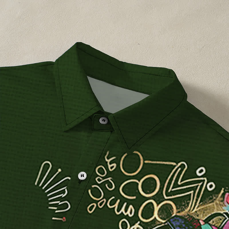Buddha Stones Tribal Woman Silhouette Pattern Buttons Breathable Men's Short Sleeve Shirt - image 2