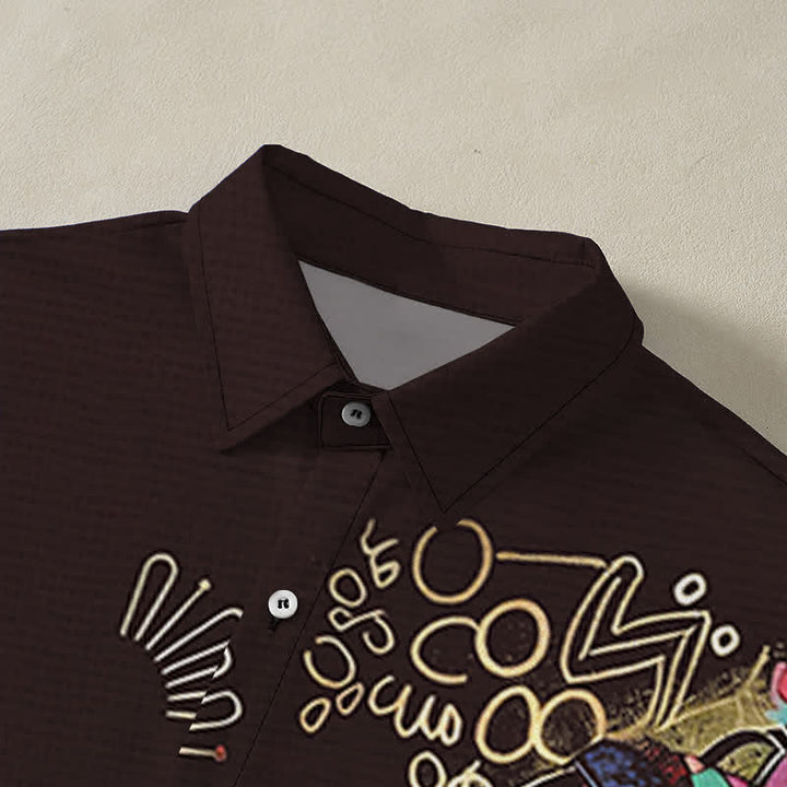 Buddha Stones Tribal Woman Silhouette Pattern Buttons Breathable Men's Short Sleeve Shirt - image 7