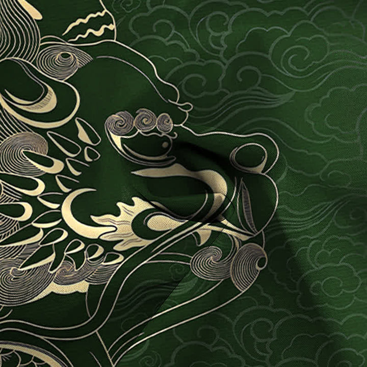 Buddha Stones Golden Dragon Cloud Pattern Buttons Wrinkle-resistant Men's Short Sleeve Shirt - image 14