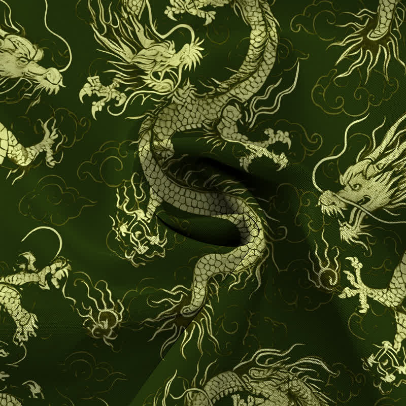 Buddha Stones Golden Dragon Cloud Pattern Buttons Wrinkle-resistant Men's Short Sleeve Shirt - image 9