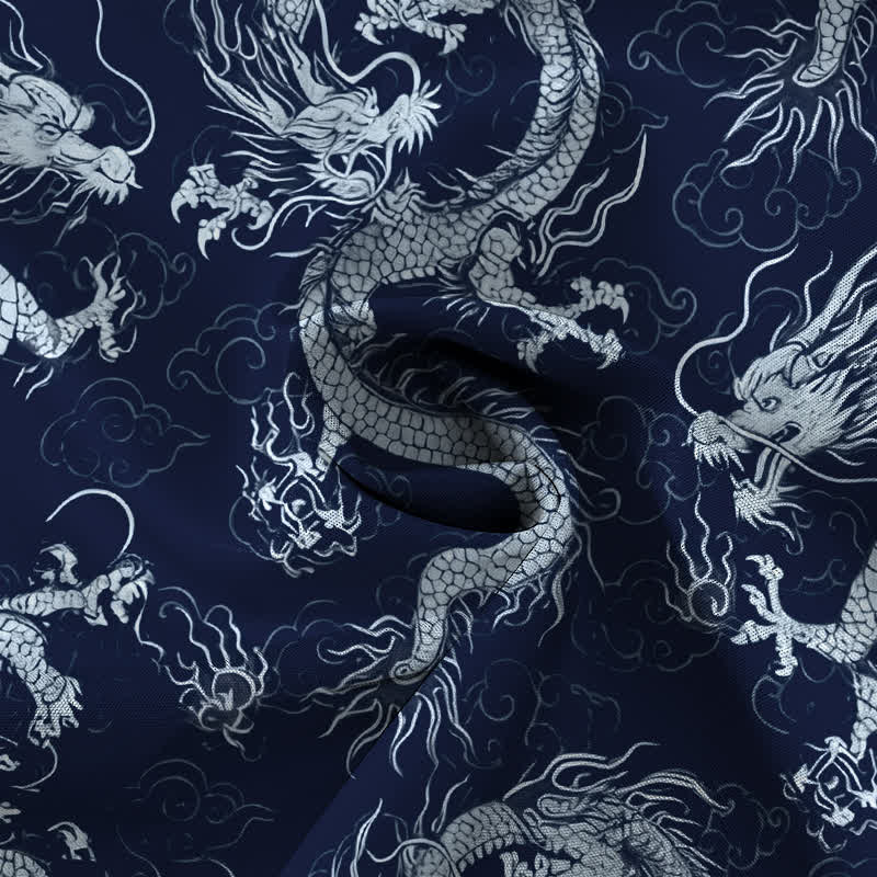 Buddha Stones Golden Dragon Cloud Pattern Buttons Wrinkle-resistant Men's Short Sleeve Shirt - image 14