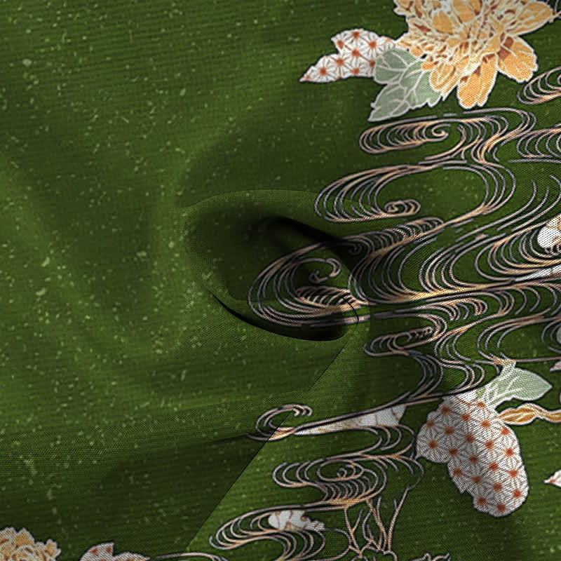 Buddha Stones Lotus Wave Cloud Pattern Buttons Breathable Men's Short Sleeve Shirt - image 9