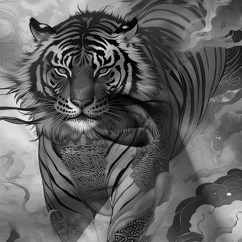 Buddha Stones Tiger Cloud Wave Pattern Buttons Wrinkle-resistant Men's Short Sleeve Shirt - image 14
