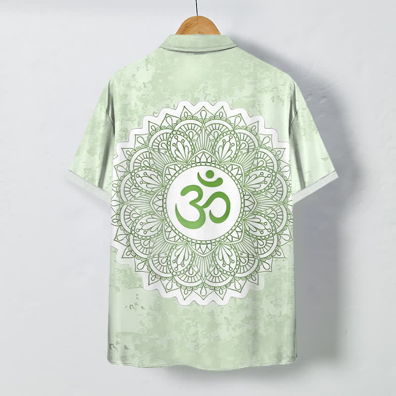Buddha Stones Om Mandala Pattern Buttons Breathable Men's Short Sleeve Shirt - image 4