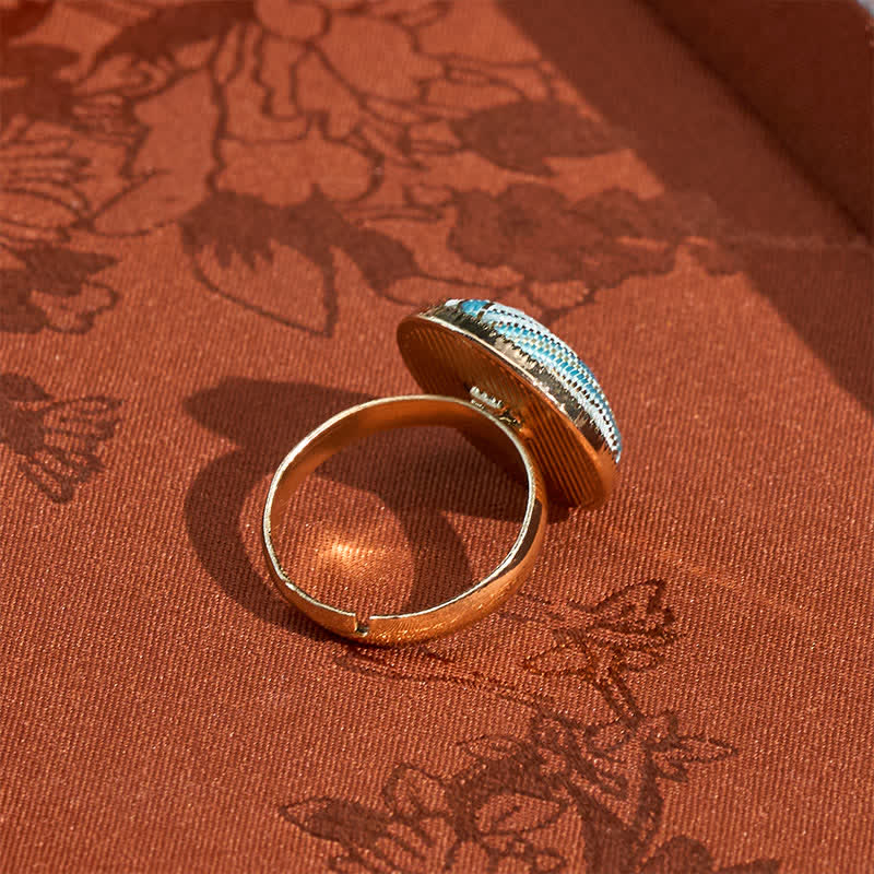 Buddha Stones Song Brocade Embroidered Round Elegance Ring - image 10