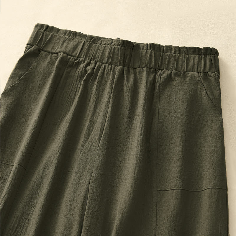 Buddha Stones Spring Summer Casual Minimalist Solid Drawstring Long Pants Women's Straight Leg Pants With Pockets - image 15