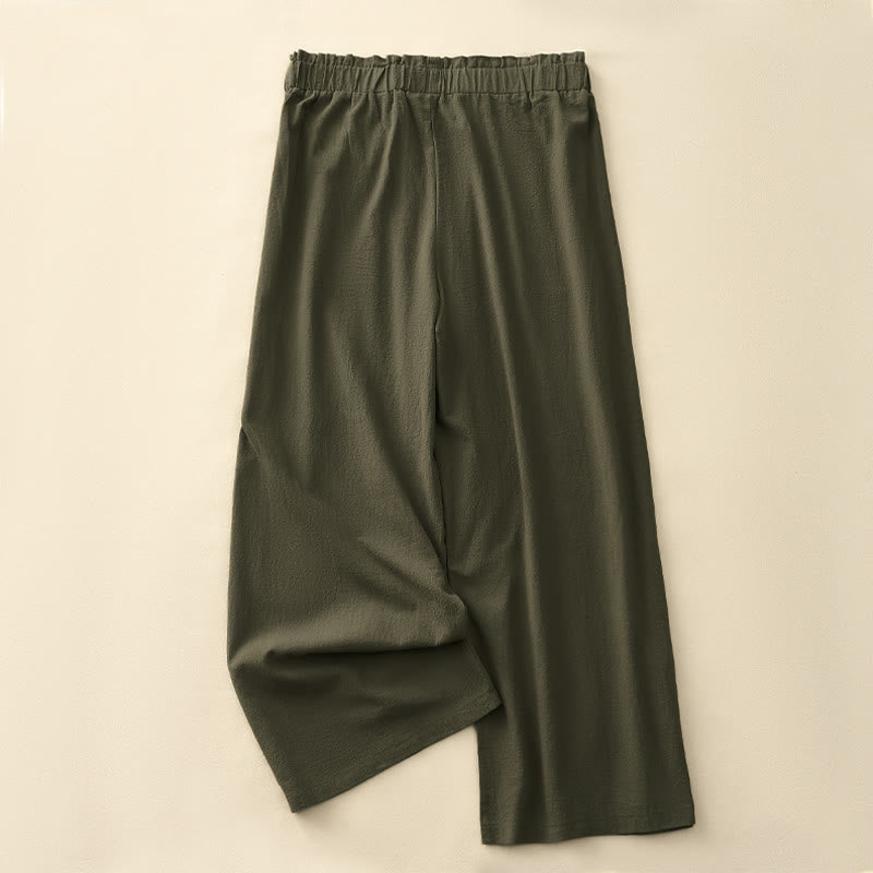 Buddha Stones Spring Summer Casual Minimalist Solid Drawstring Long Pants Women's Straight Leg Pants With Pockets - image 16