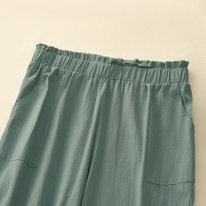 Buddha Stones Spring Summer Casual Minimalist Solid Drawstring Long Pants Women's Straight Leg Pants With Pockets - image 11
