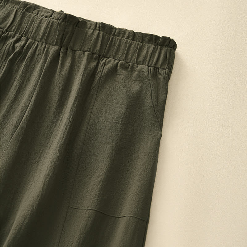 Buddha Stones Spring Summer Casual Minimalist Solid Drawstring Long Pants Women's Straight Leg Pants With Pockets - image 19