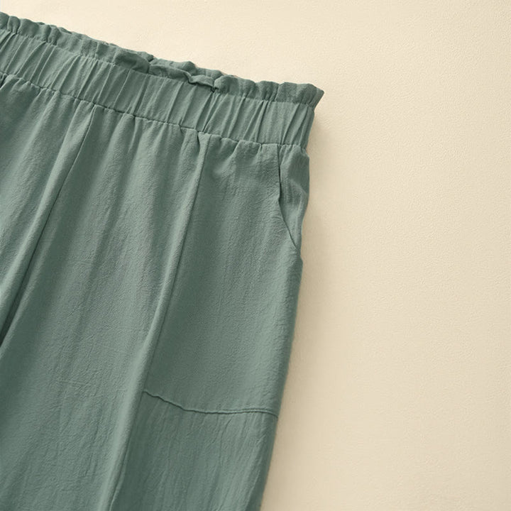 Buddha Stones Spring Summer Casual Minimalist Solid Drawstring Long Pants Women's Straight Leg Pants With Pockets - image 10