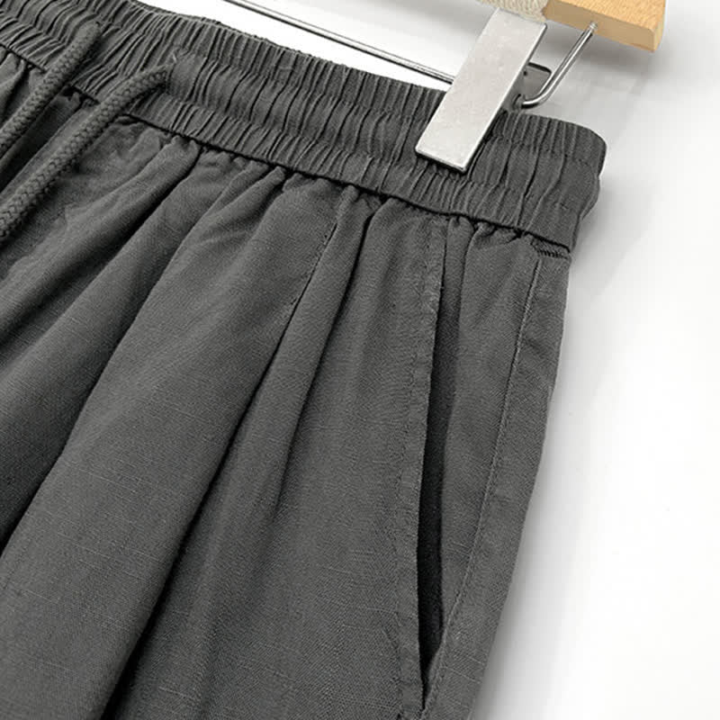 Buddha Stones Summer Casual Minimalist Drawstring Solid Men's Shorts With Pockets - image 5