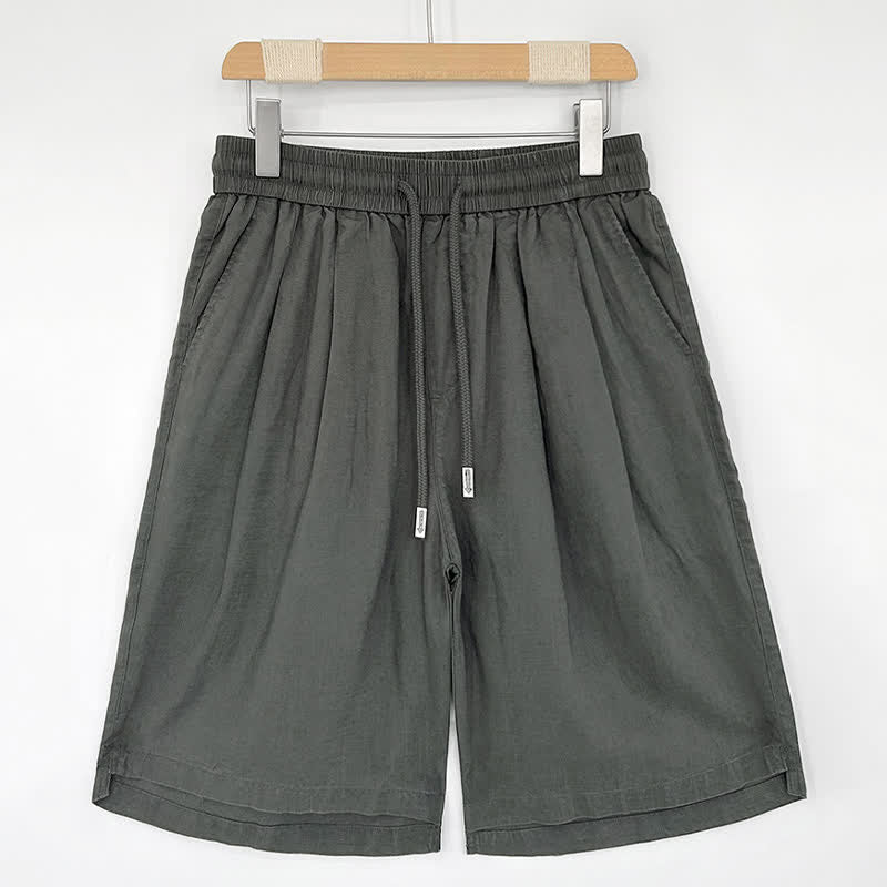 Buddha Stones Summer Casual Minimalist Drawstring Solid Men's Shorts With Pockets - Gray - US/UK/AU46，EU56 (5XL) - image 4