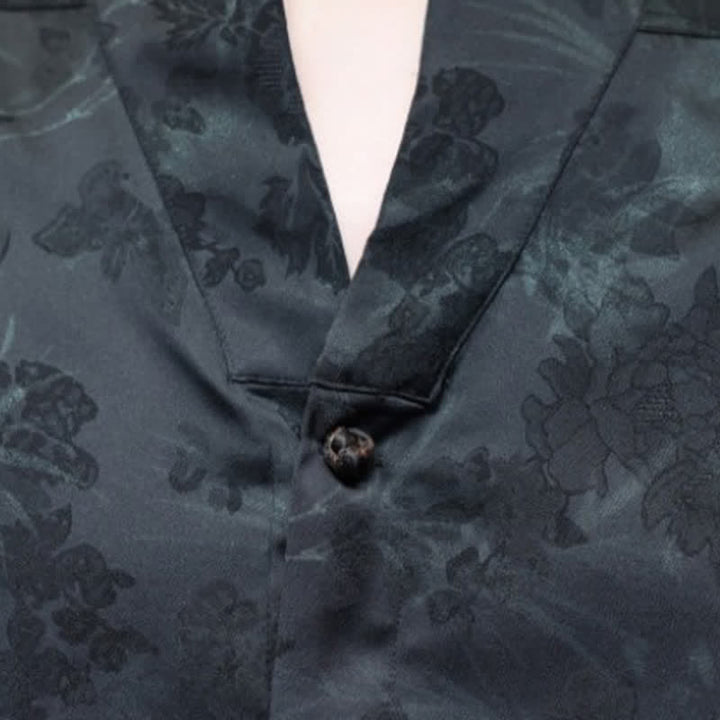 Buddha Stones Spring Summer Tang Style Casual Mandarin Collar Bamboo Butterfly Men's Short Sleeve Shirts - image 16