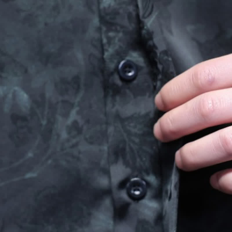 Buddha Stones Spring Summer Tang Style Casual Mandarin Collar Bamboo Butterfly Men's Short Sleeve Shirts - image 17