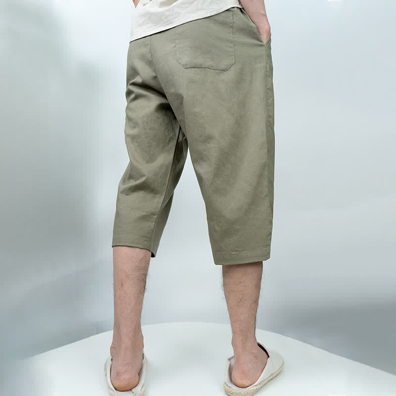 Buddha Stones Summer Casual Vintage Drawstring Solid Men's Harem Pants With Pockets - image 4