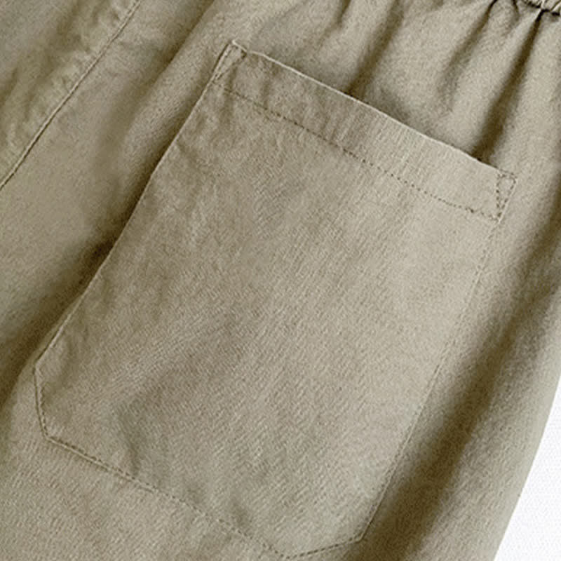 Buddha Stones Summer Casual Vintage Drawstring Solid Men's Harem Pants With Pockets - image 10