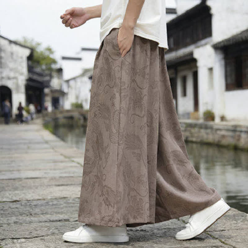 Buddha Stones Summer Casual Tang Style Drawstring Dragon Ankle Pants Men's Wide Leg Pants - image 21