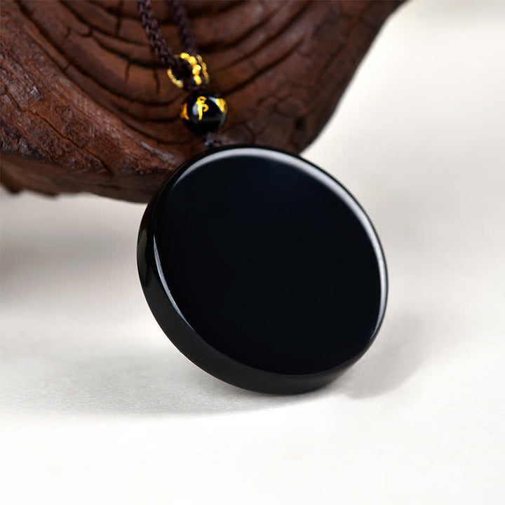 Buddha Stones Black Obsidian Round Shape Protection Braided Rope Necklace - image 11