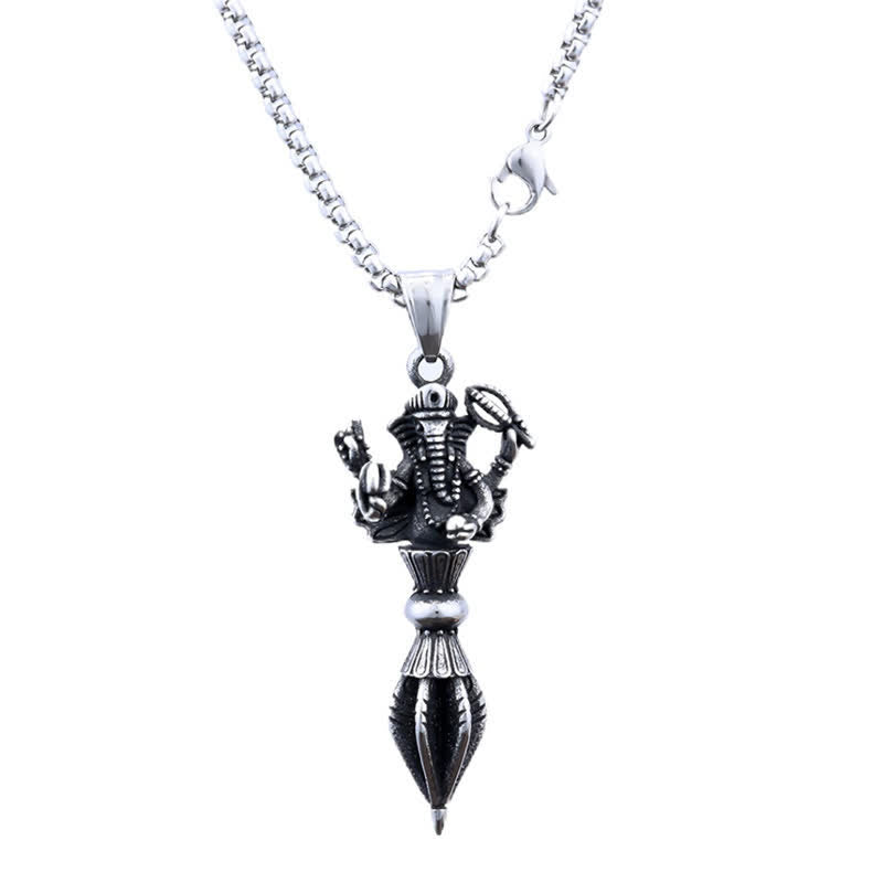 Buddha Stones Stainless Steel Ganesh Vajra Spiritual Power Pendant Necklace - image 4