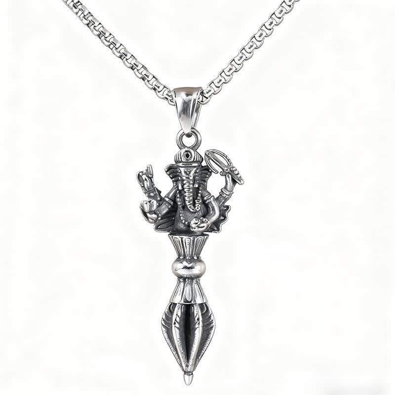 Buddha Stones Stainless Steel Ganesh Vajra Spiritual Power Pendant Necklace - image 3