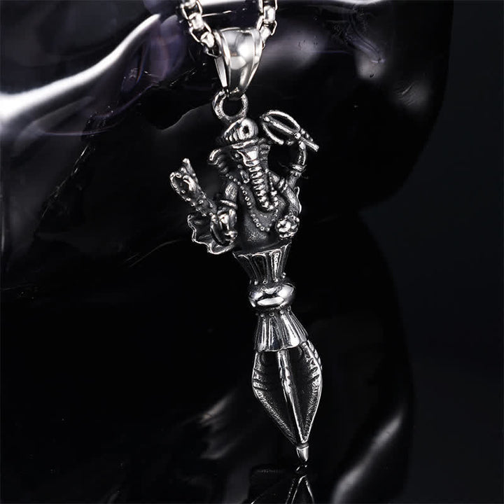 Buddha Stones Stainless Steel Ganesh Vajra Spiritual Power Pendant Necklace - Ganesh(Strength♥Wisdom) - image 0