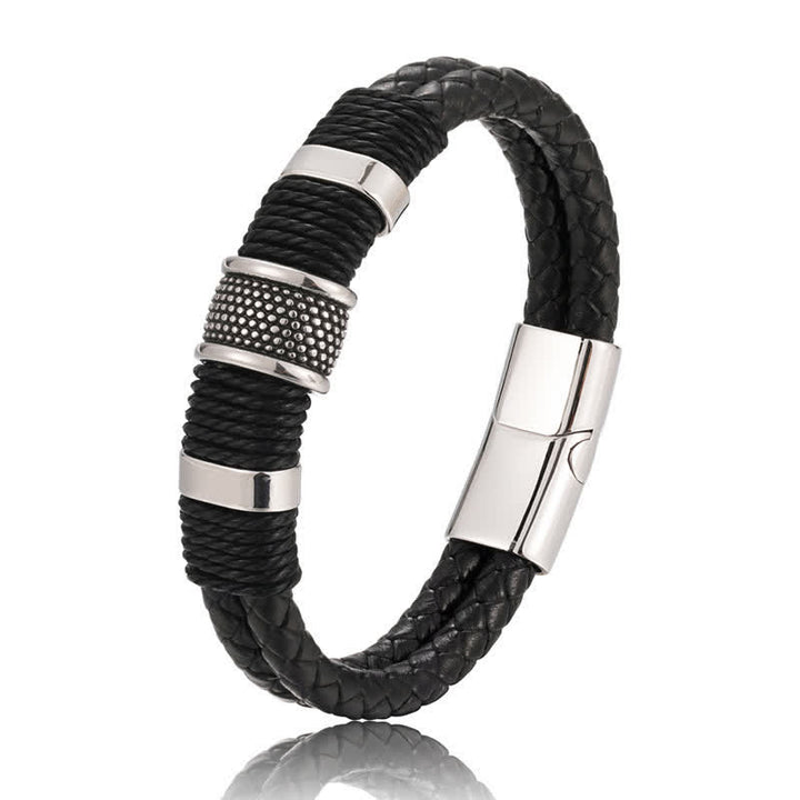 Buddha Stones Leather Hand-Woven Strength Double Layer Braided Bracelet - image 1