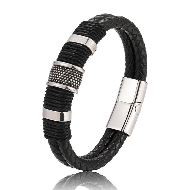 Buddha Stones Leather Hand-Woven Strength Double Layer Braided Bracelet - image 1