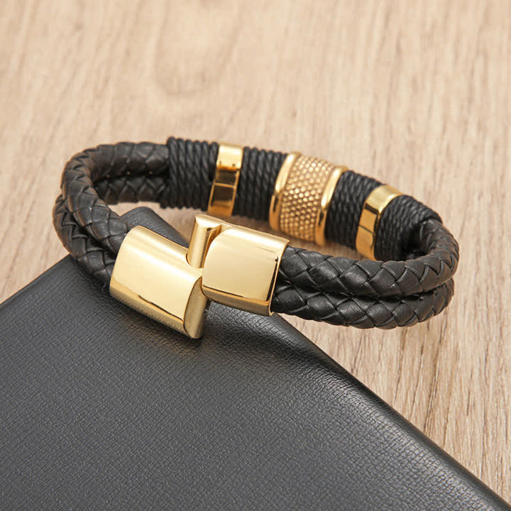 Buddha Stones Leather Hand-Woven Strength Double Layer Braided Bracelet - image 8