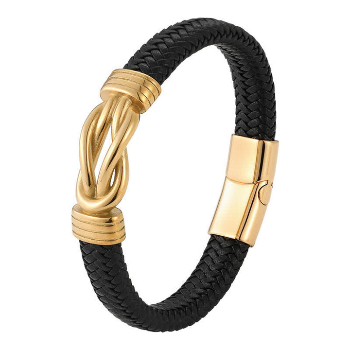 Buddha Stones Leather Braided Infinite Knot Durability Geometric Balance Bracelet - image 7