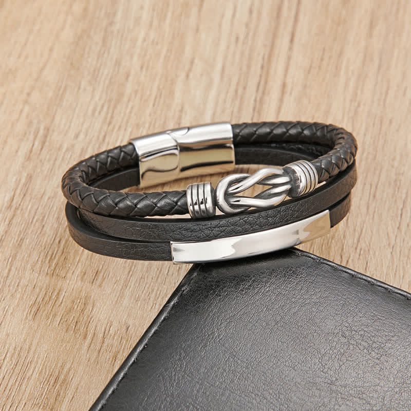 Buddha Stones Leather Braided Protection Geometric Magnetic Clasp Bracelet - image 1