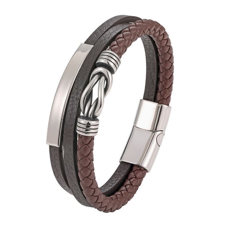 Buddha Stones Leather Braided Protection Geometric Magnetic Clasp Bracelet - image 6