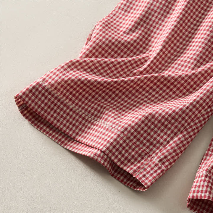 Buddha Stones Summer Vintage Drawstring Plaid Cotton Women's Shorts - image 5