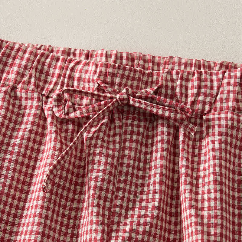 Buddha Stones Summer Vintage Drawstring Plaid Cotton Women's Shorts - image 3